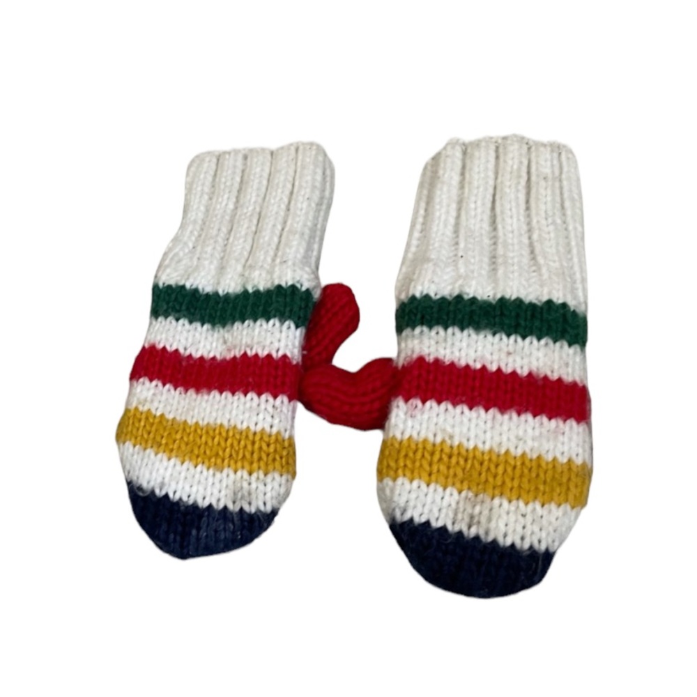 Hudson Bay Company mittens baby 12-24 months stripes red green blue yellow white - Picture 1 of 7